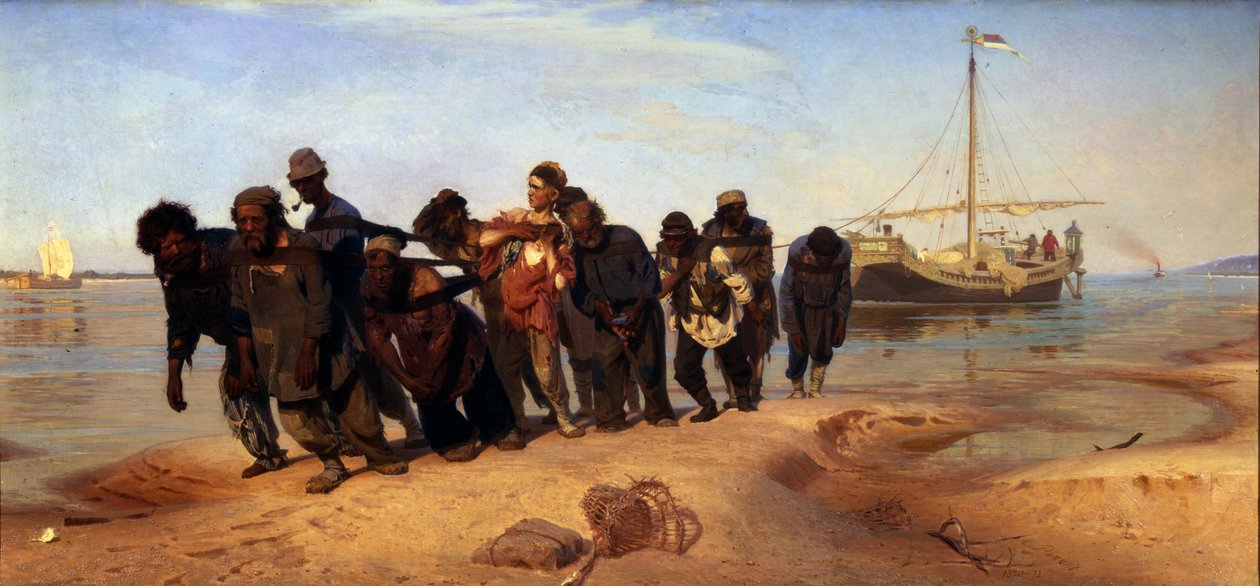 Bárkaszállítók a Volgán, 1872-1873 alkotó: Ilya Efimovich Repin