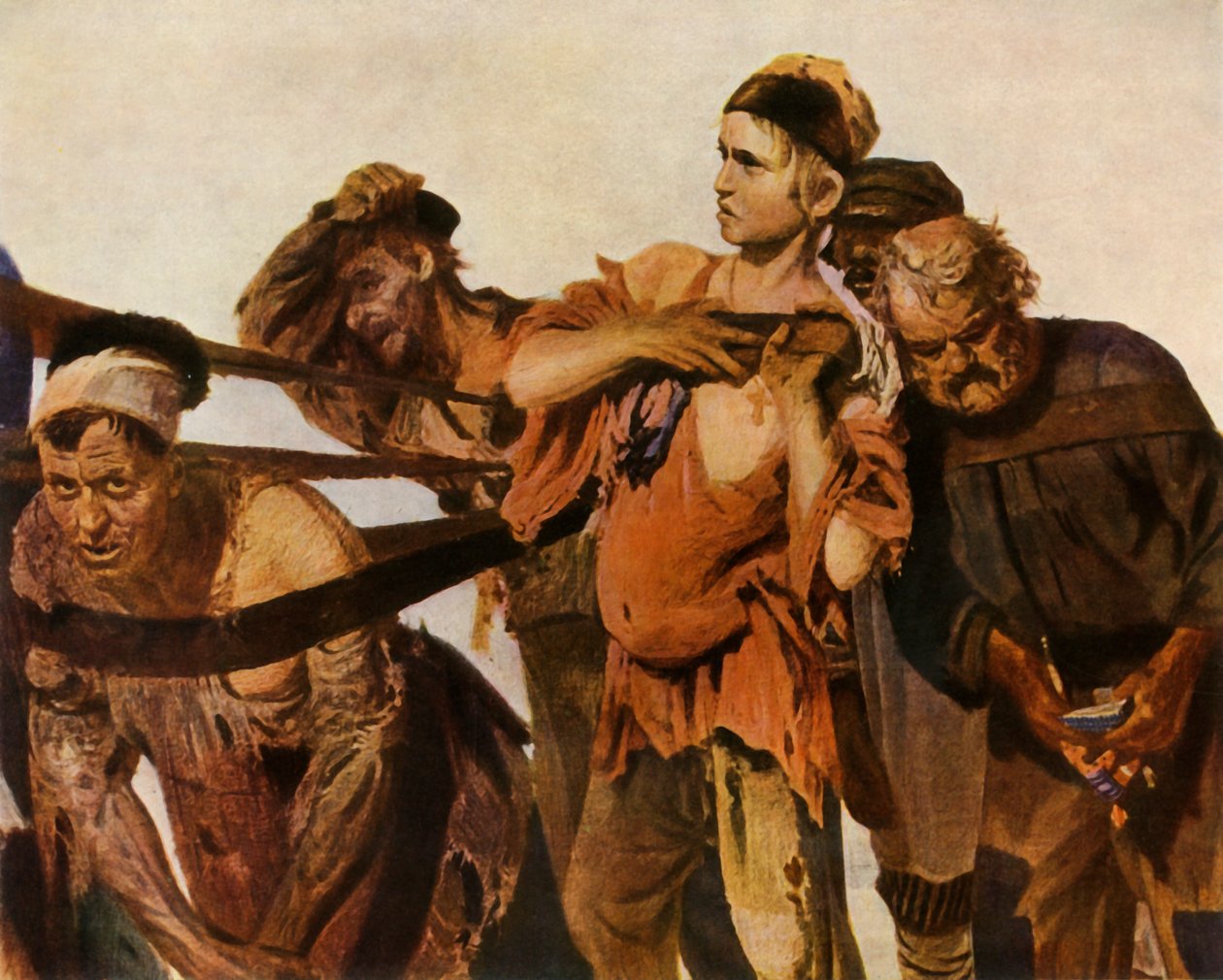 „Részlet a burlakokról a Volgán”, 1870-1873, 1965. alkotó: Ilya Efimovich Repin