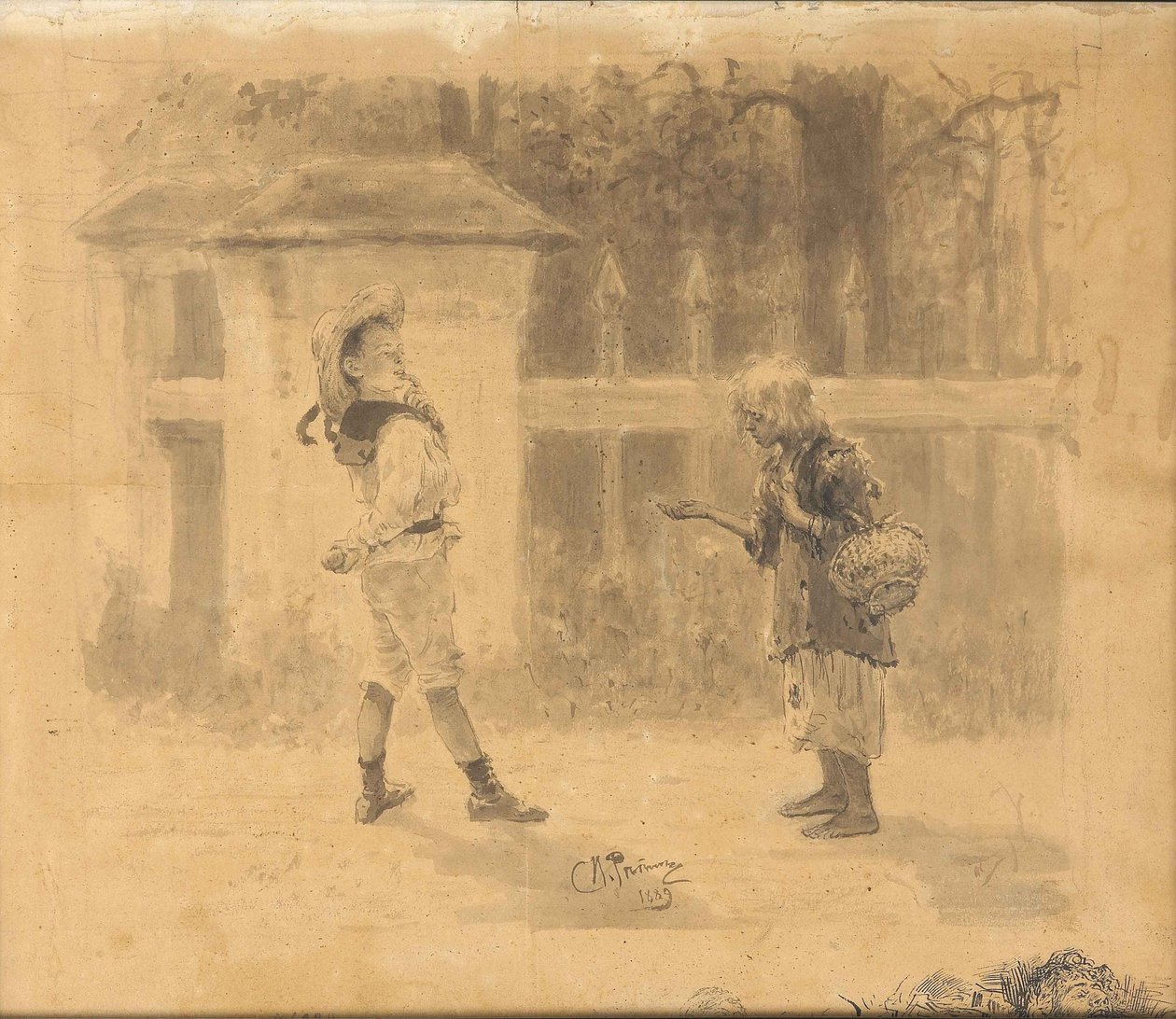 Lány koldulás, 1889 alkotó: Ilya Efimovich Repin