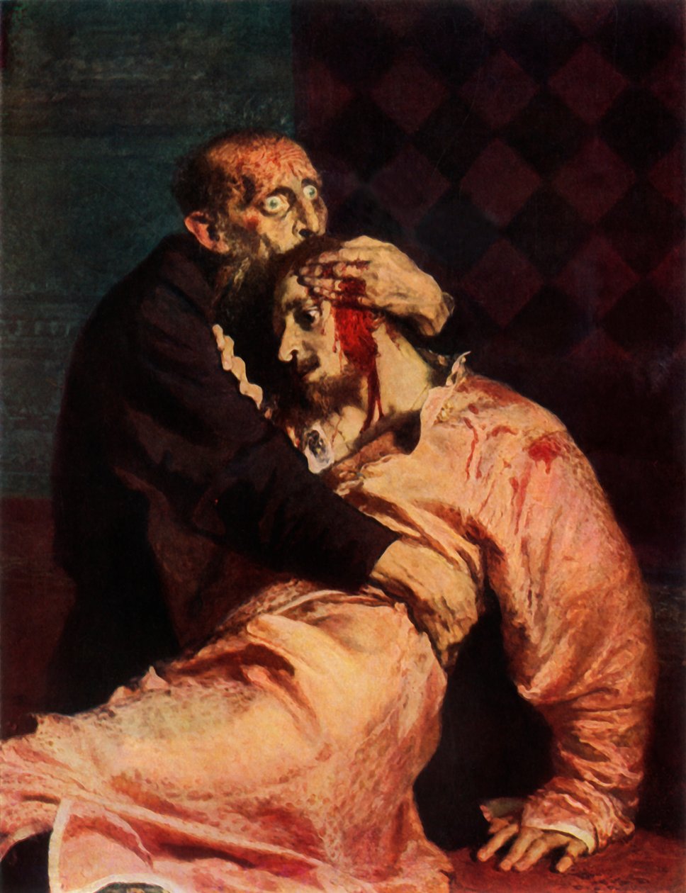 „Rettegett Iván és fia, Iván 1581. november 16-án”, 1885, 1965. alkotó: Ilya Efimovich Repin