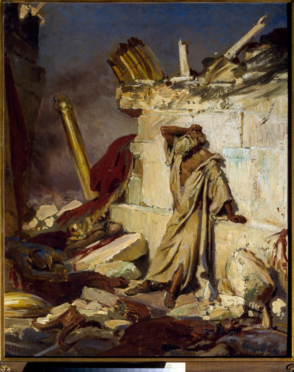 ""Jeremie gyászolja Jeruzsálem pusztulását"" Ilja Jefimovics Repin (Ilia Repin) festménye (1844-1930) 1870, 91,3x75 cm-es Állami Tretyakov Galéria, Moszkva alkotó: Ilya Efimovich Repin