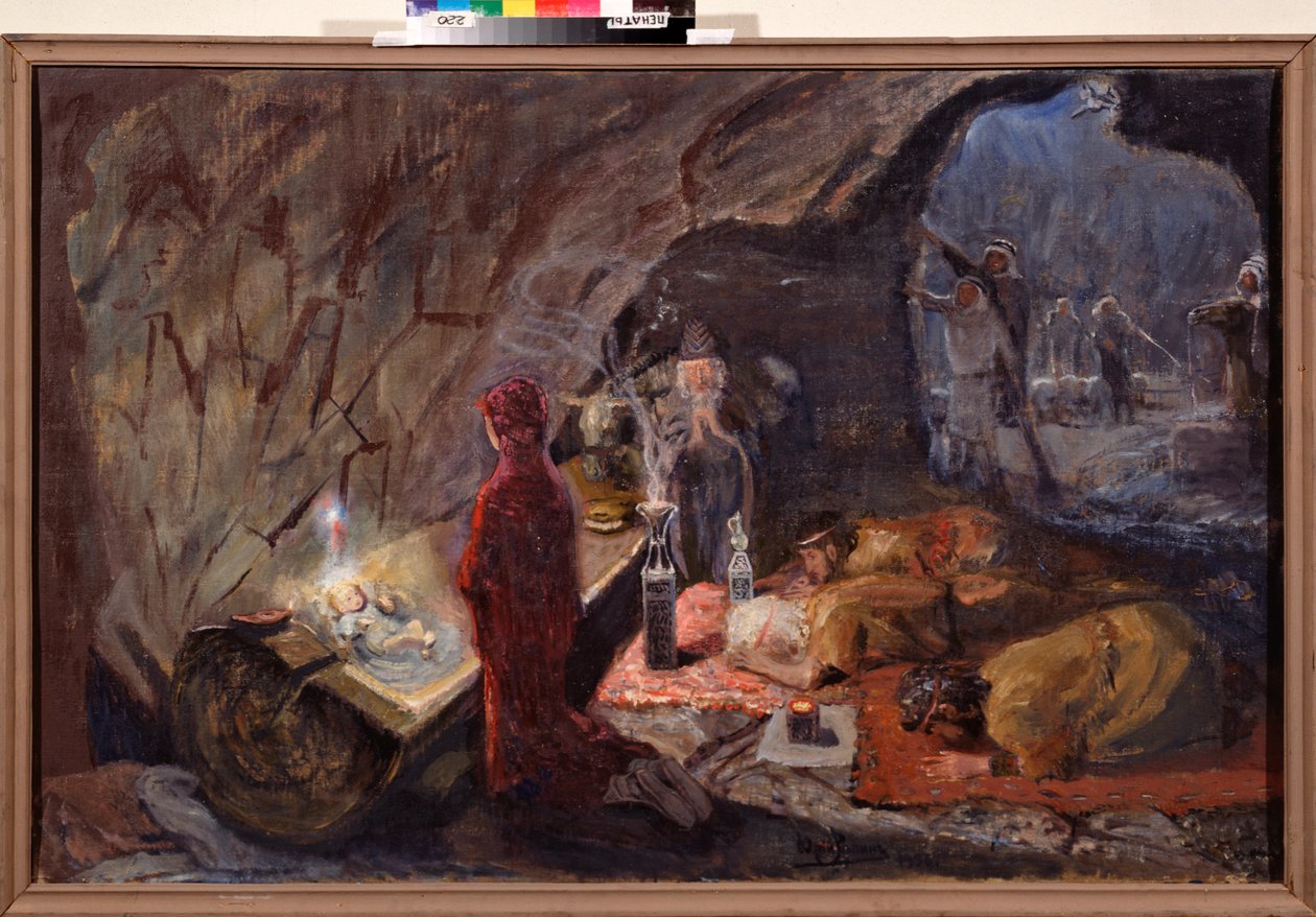A Születés. A gyermek Krisztus imádata. Jurij Iljics Repin (Youri Repin) (1877-1954) festménye, olaj, vászon, 1920 körül. Orosz művészet, XX. század. I. Repin Emlékmúzeum Penates, Szentpétervár. alkotó: Ilya Efimovich Repin