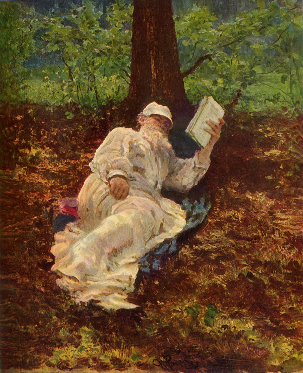 Leo Nyikolajevics Tolsztoj megpihen az erdőben, 1891, 1965. alkotó: Ilya Efimovich Repin