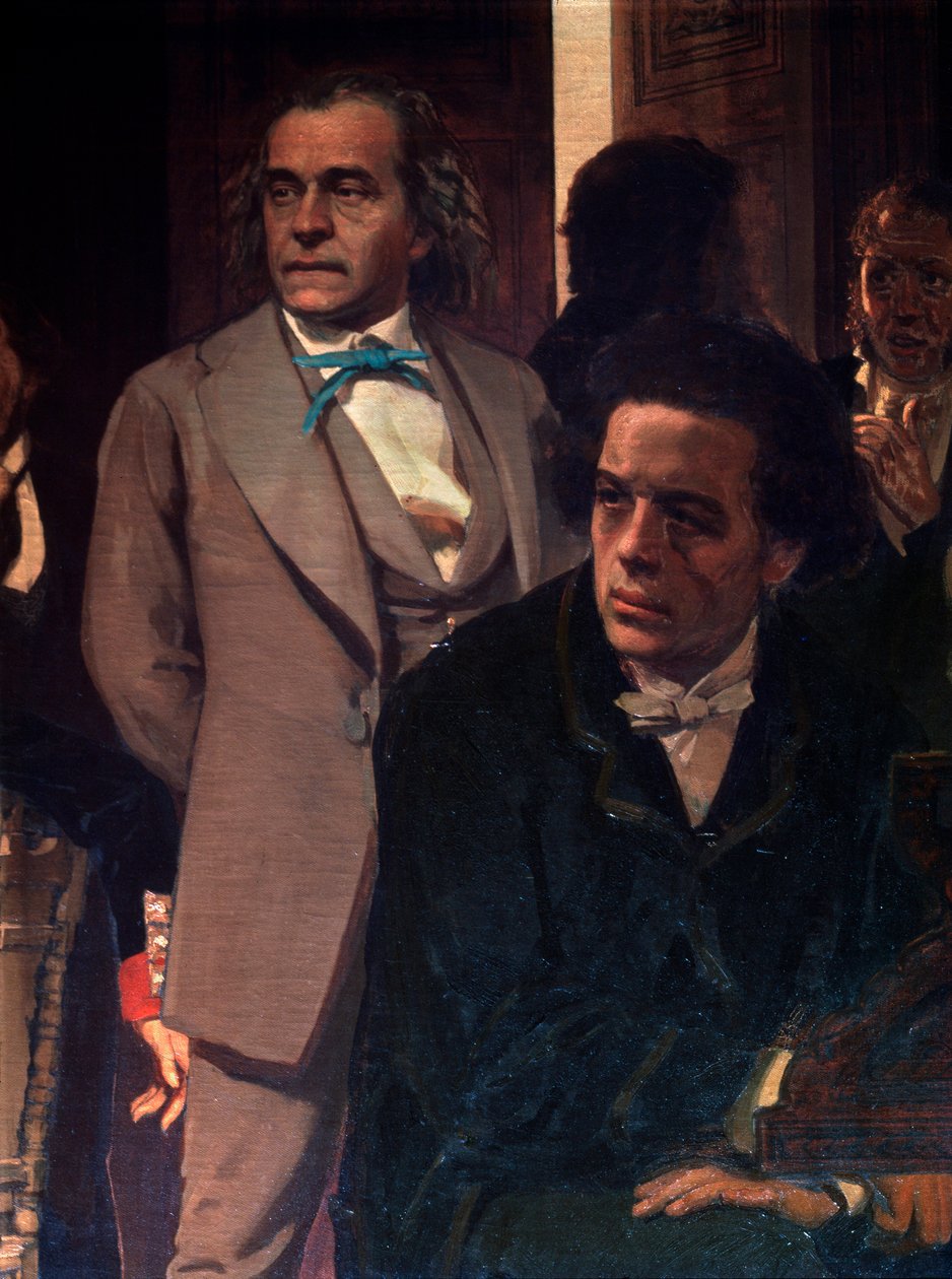 Zeneszerzők: Anton Rubinstein (1829-1894) és Alexander Serov (1820-1871). Részlet a szláv zeneszerzők című festményről. Ilja Jefimovics Repin (Ilia Repin) (1844-1930) festménye, olaj, vászon alkotó: Ilya Efimovich Repin