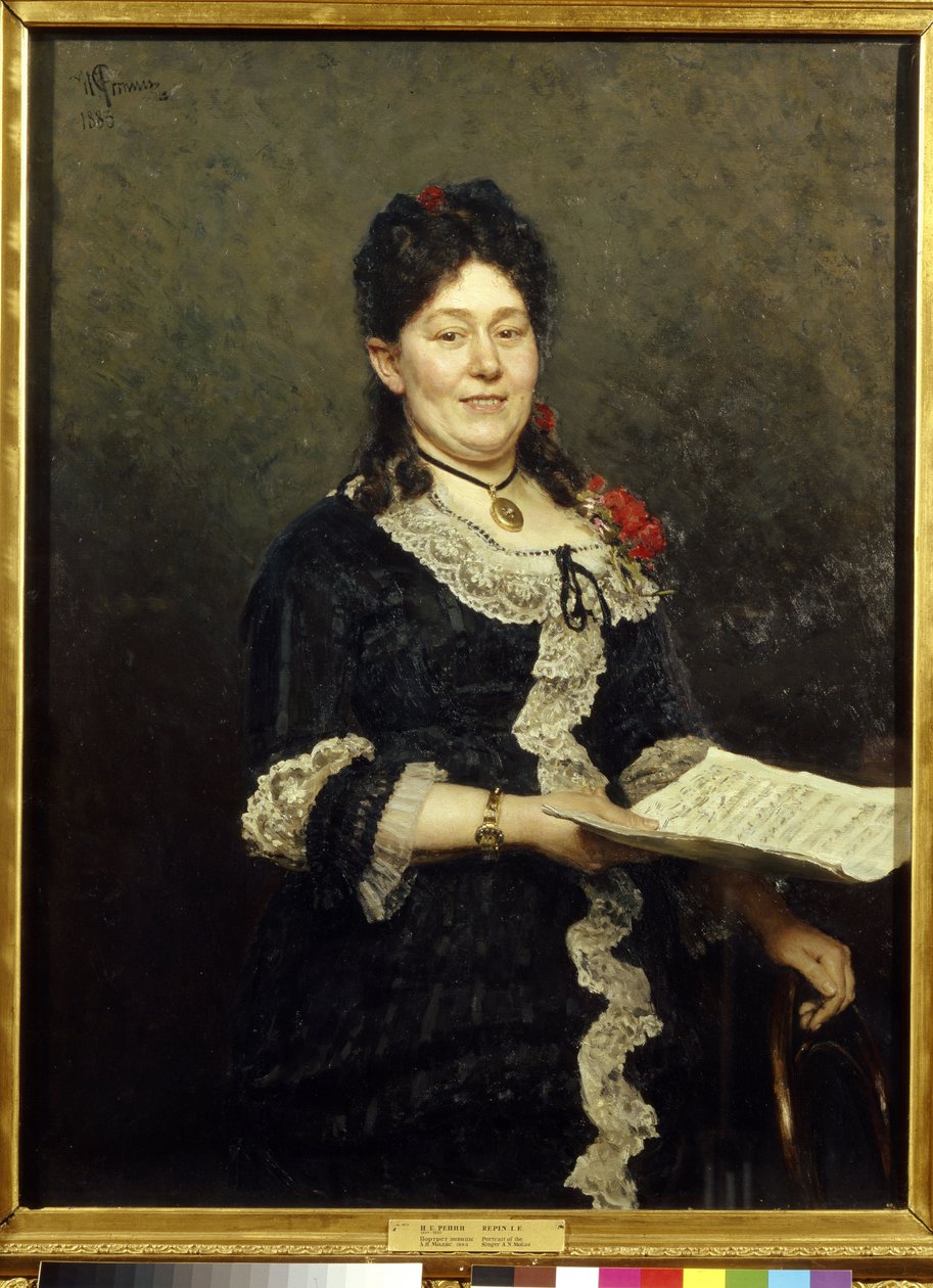 Alexandra Molas (1845-1929) szoprán énekesnő portréja. (A. Molas operaénekes portréja). Ilja Jefimovics Repin (Ilia Repin) (1844-1930) festménye, olaj, vászon alkotó: Ilya Efimovich Repin