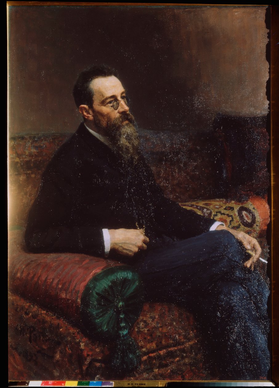 Nicolas (Nikolaj) Rimszkij Korszakov (Rimszkij-Korszakov) (1844-1908) zeneszerző portréja. Ilja Repin (Ilia Repin) (1844-1930) festménye, olaj, vászon alkotó: Ilya Efimovich Repin