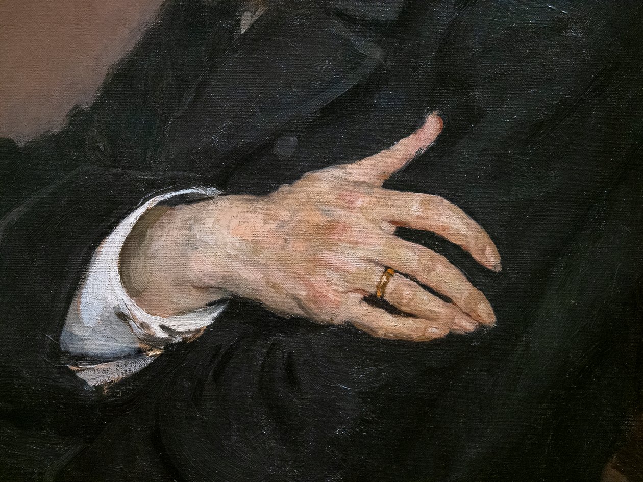Pavel Mihajlovics Tretyakov portréja (részlet) alkotó: Ilya Efimovich Repin