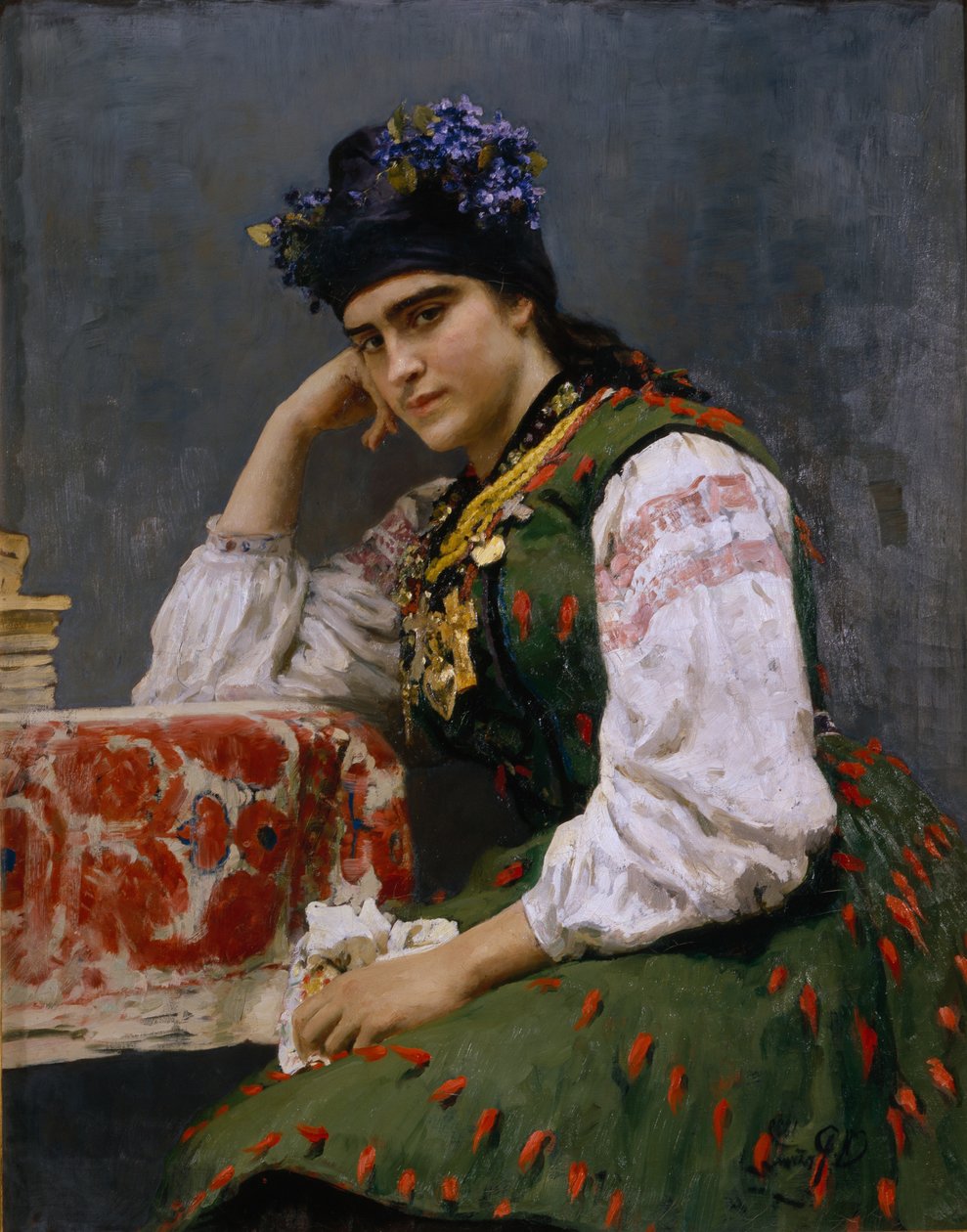 Sofia Dragomirova-Lukomskaya portréja, 1889 alkotó: Ilya Efimovich Repin