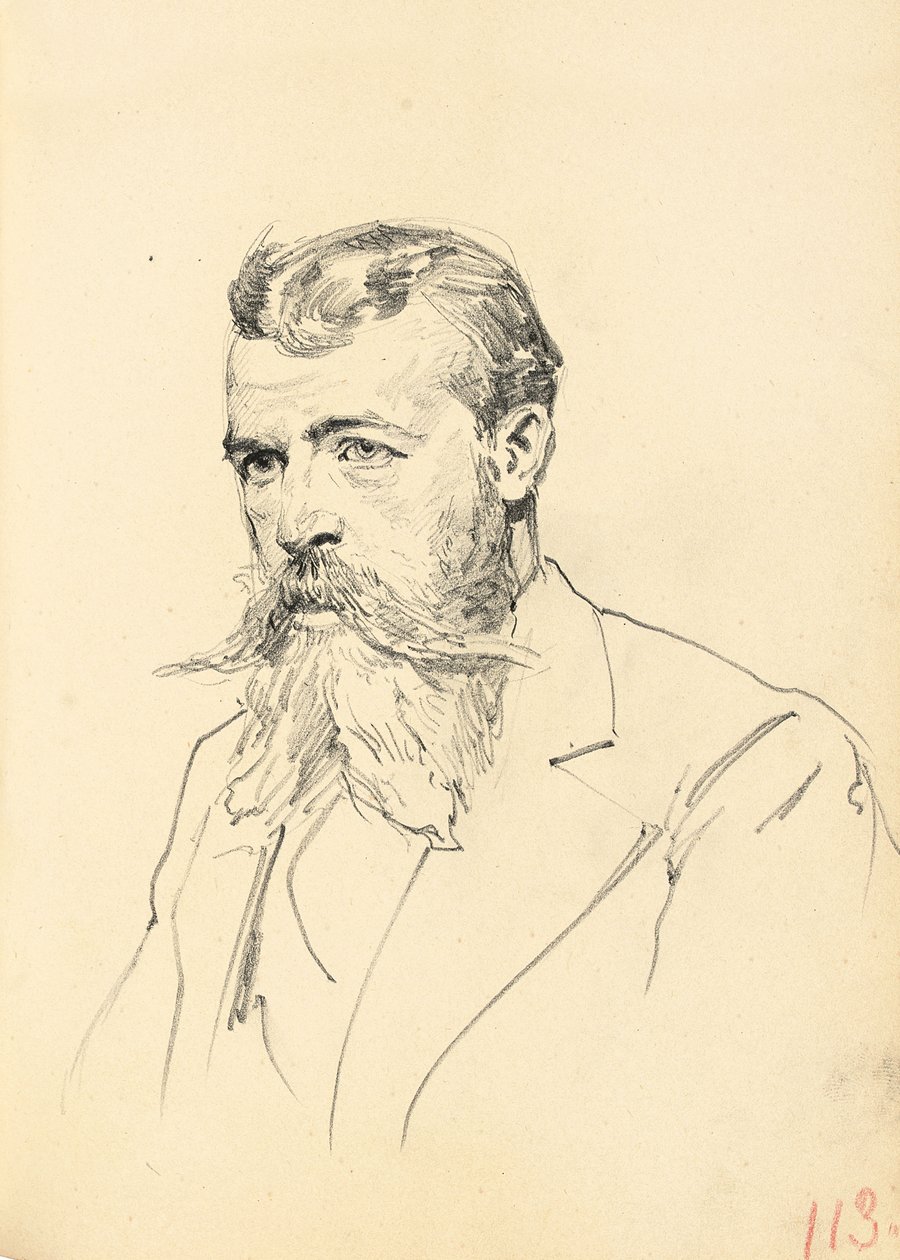 Bajuszos szakállas férfi portréja, c. 1872-1875 alkotó: Ilya Efimovich Repin