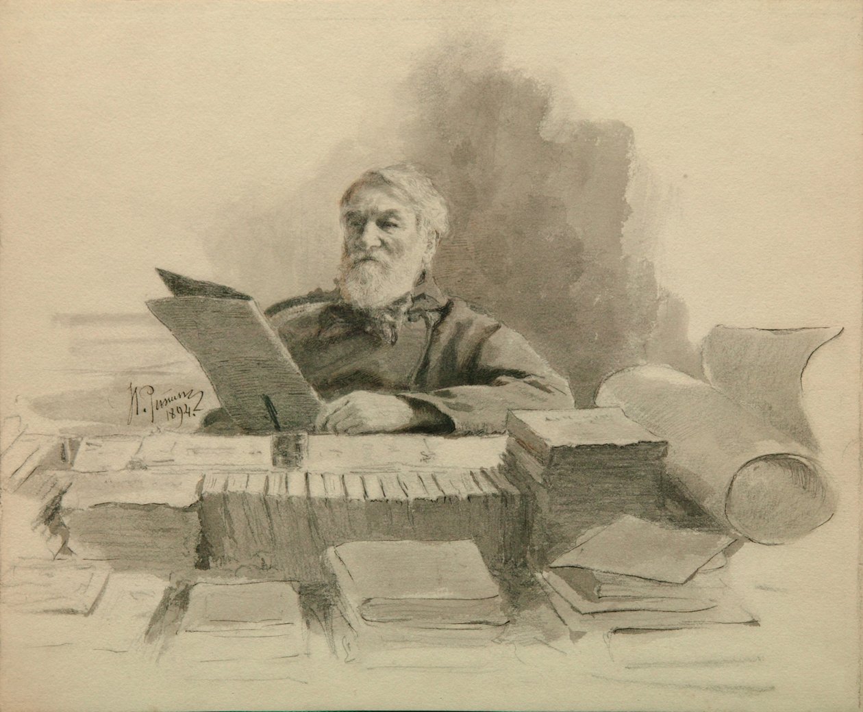A szerző portréja, Dmitrij Grigorovics 1822-1899, 1894 alkotó: Ilya Efimovich Repin