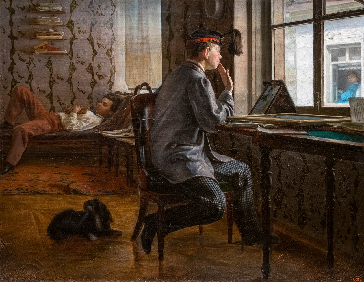 VIZSGÁRA KÉSZÜLŐ DIÁKOK alkotó: Ilya Efimovich Repin