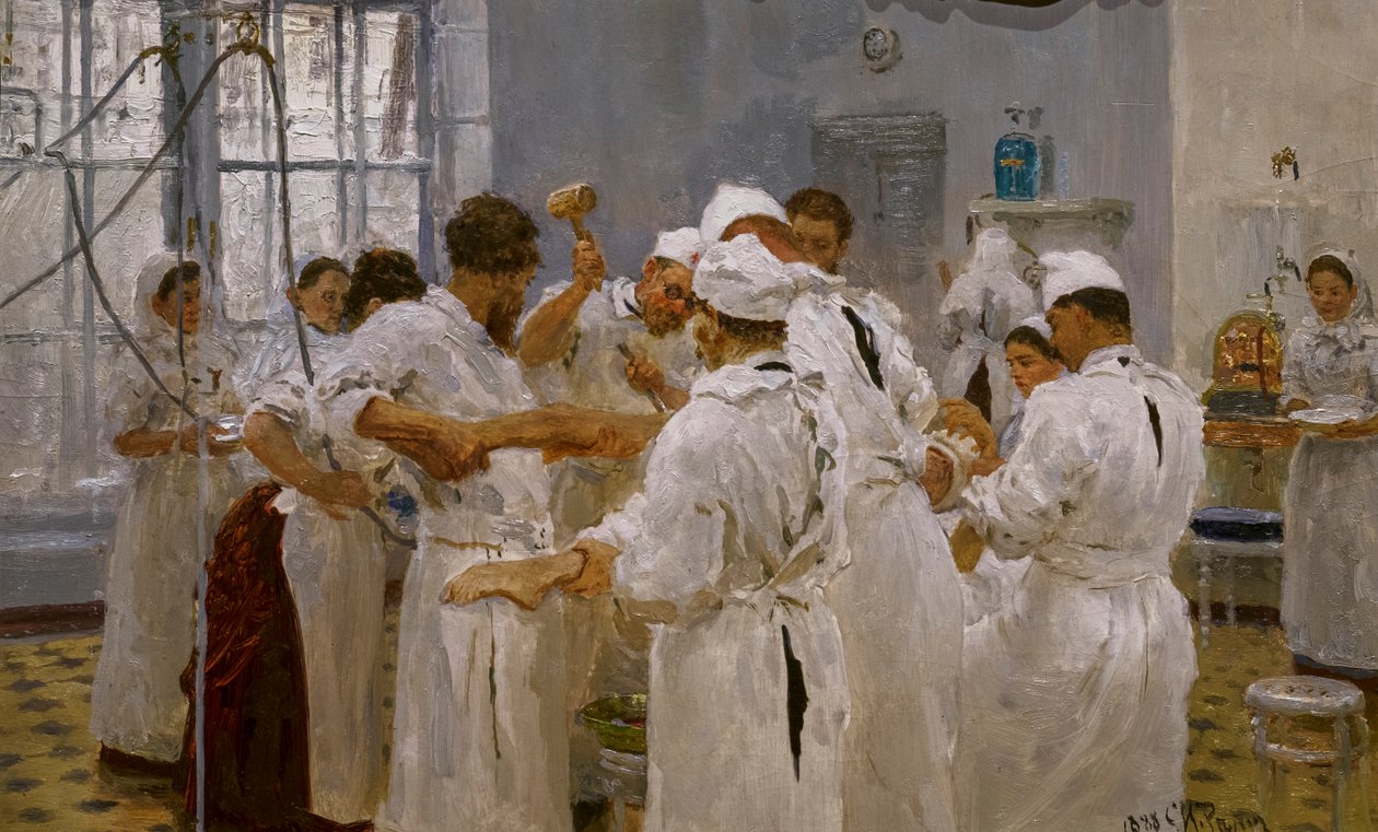 EVGUÉNY PAVLOV SEBÉSZ A MŰTŐBEN alkotó: Ilya Efimovich Repin