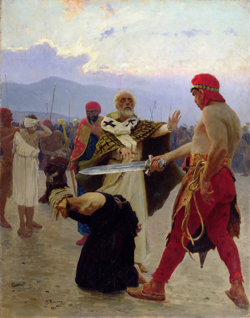 Myrai Szent Miklós három ártatlant ment meg a haláltól, 1890 alkotó: Ilya Efimovich Repin