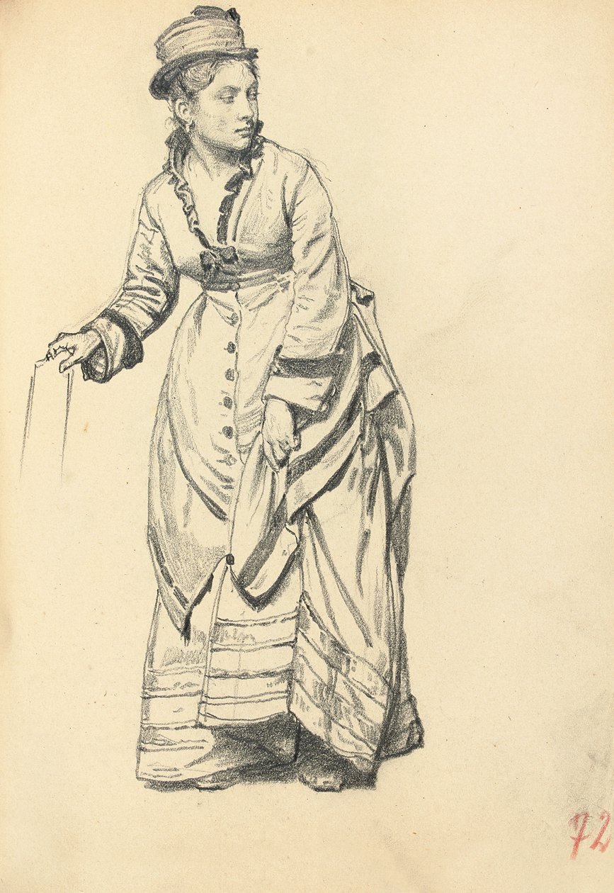Álló nő, aki a ruháját tartja, c. 1872-1875 alkotó: Ilya Efimovich Repin
