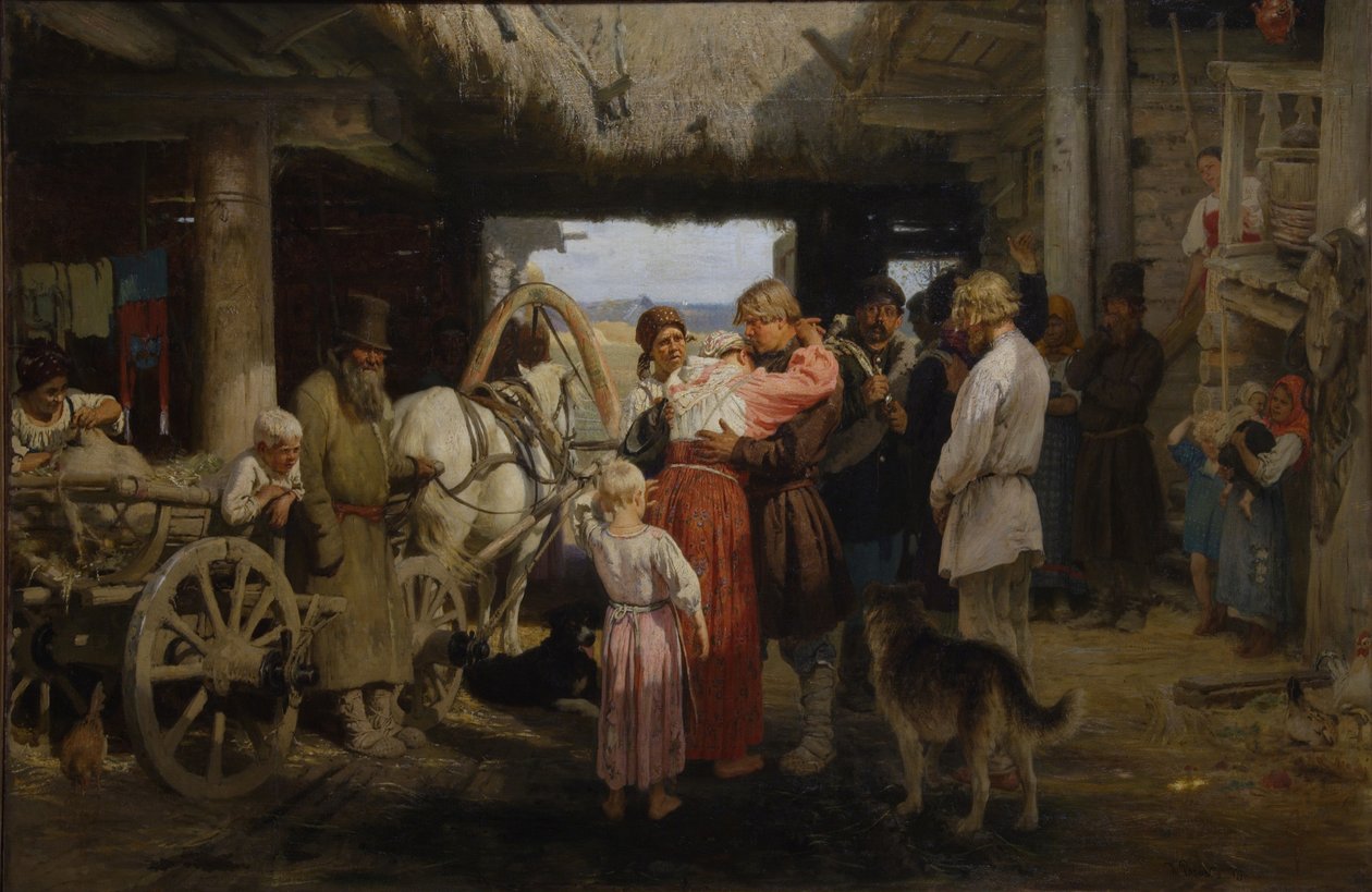 A toborzó búcsúja, 1879 alkotó: Ilya Efimovich Repin