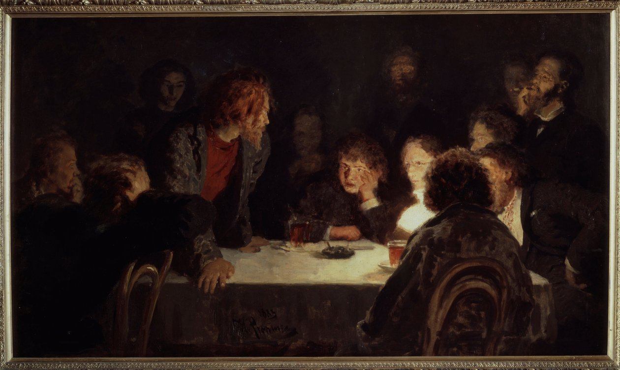 Forradalmi találkozó. Ilja Repin (Ilia Repin) (1844-1930) festménye, olaj, vászon alkotó: Ilya Efimovich Repin