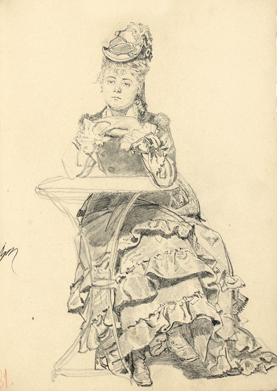 Nő ül egy kávézóasztalnál, c. 1872-1875 alkotó: Ilya Efimovich Repin