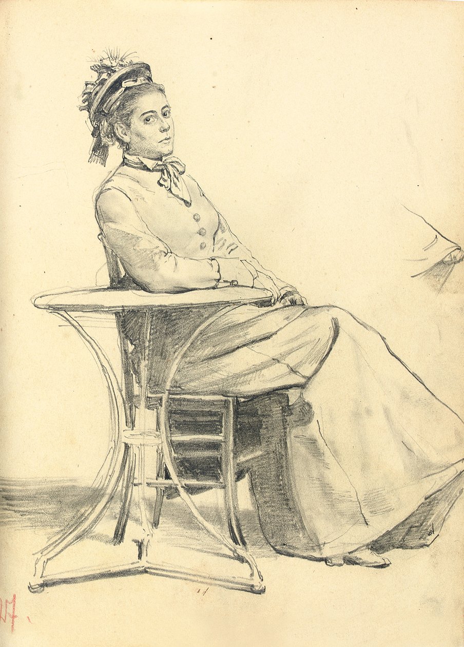 Nő ül egy kávézóasztalnál, c. 1872-1875 alkotó: Ilya Efimovich Repin