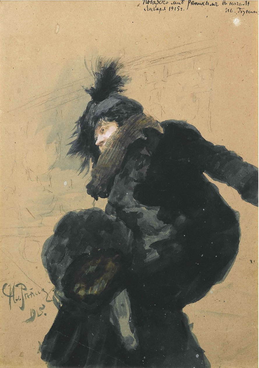 Szőrmekabátos nő, 1915 alkotó: Ilya Efimovich Repin