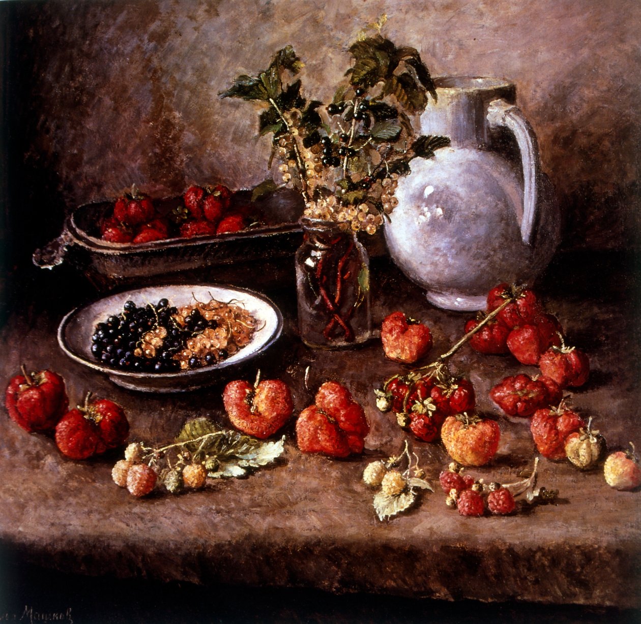 Csendélet eperrel 1943 (olaj, vászon) alkotó: Ilya Ivanovich Mashkov