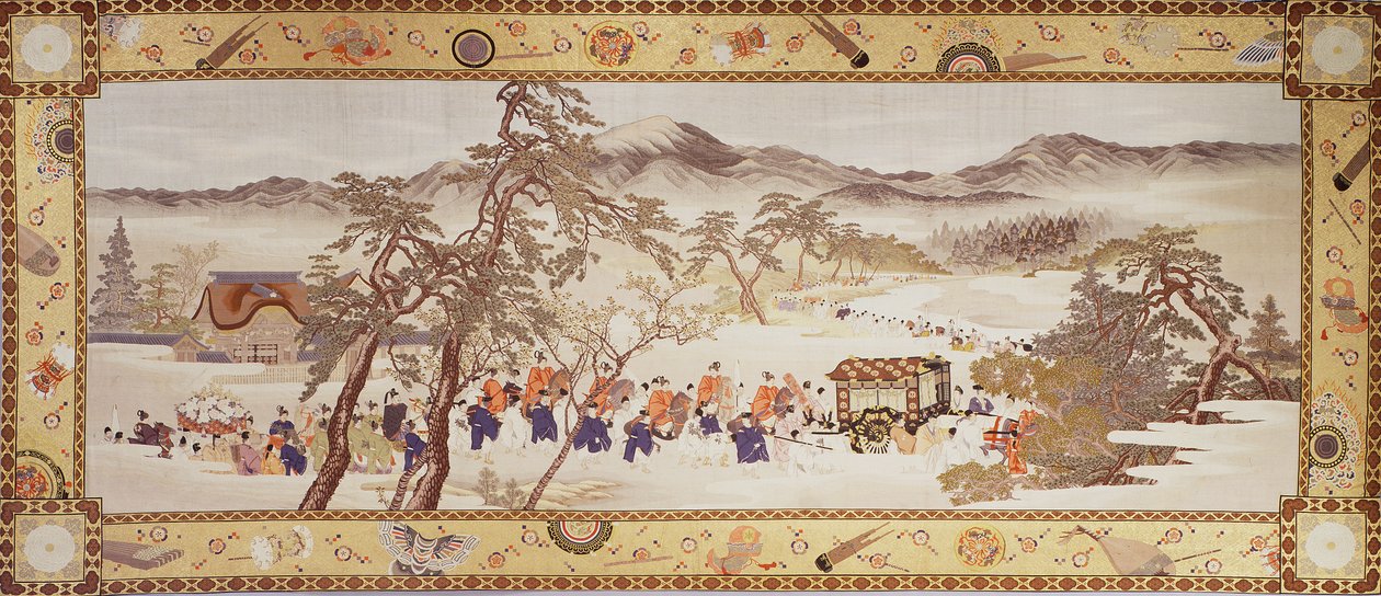 Fesztiválmenet, 1890-93 körül (selyem fémszálakkal) alkotó: Imao & Yugyo Morizumi (1856 1928) Keinen