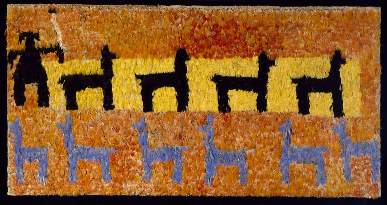 Tollpanel lámákkal és lámapásztorral, i.sz. 1450-1534 (szőtt pamut és toll) alkotó: Incan