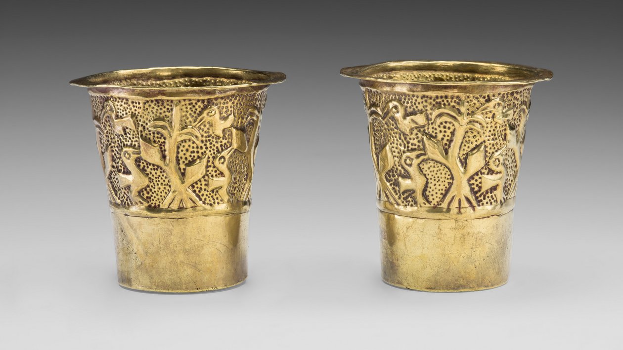 Madarakat ábrázoló főzőpohár a kukoricatáblában, Kr. u. 1100-1438 alkotó: Incan