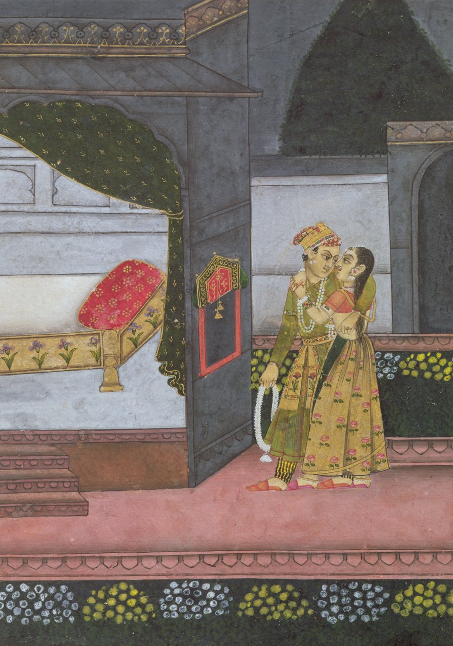 Egy pár, illusztráció a "Malavi Ragini"-ből alkotó: Indian School