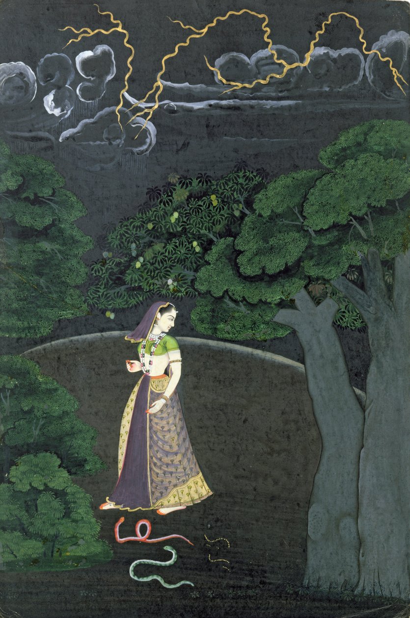 Egy hölgy találkozóra készül, Guler, 1760 körül alkotó: Indian School