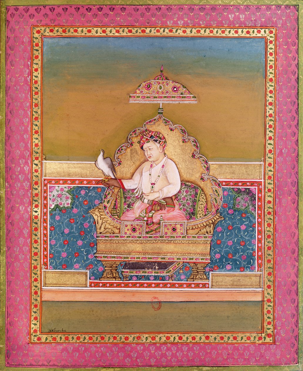 Akbar (1556-1605) a mogul császárok portréiból Delhiben, 1774 alkotó: Indian School