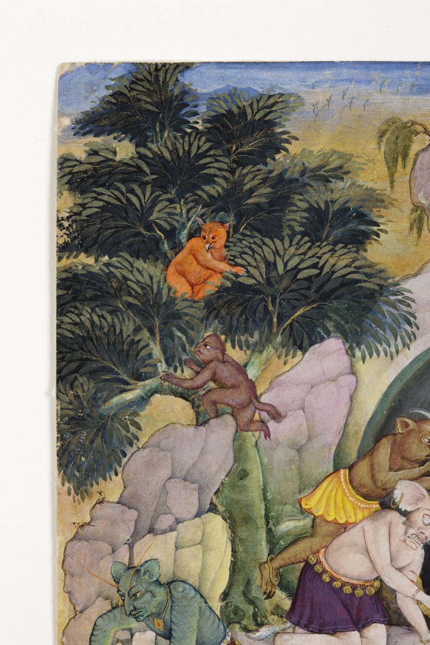 Részlet a Démonok egy vad tájban, 1600 körül (átlátszatlan wc és arany papíron) alkotó: Indian School