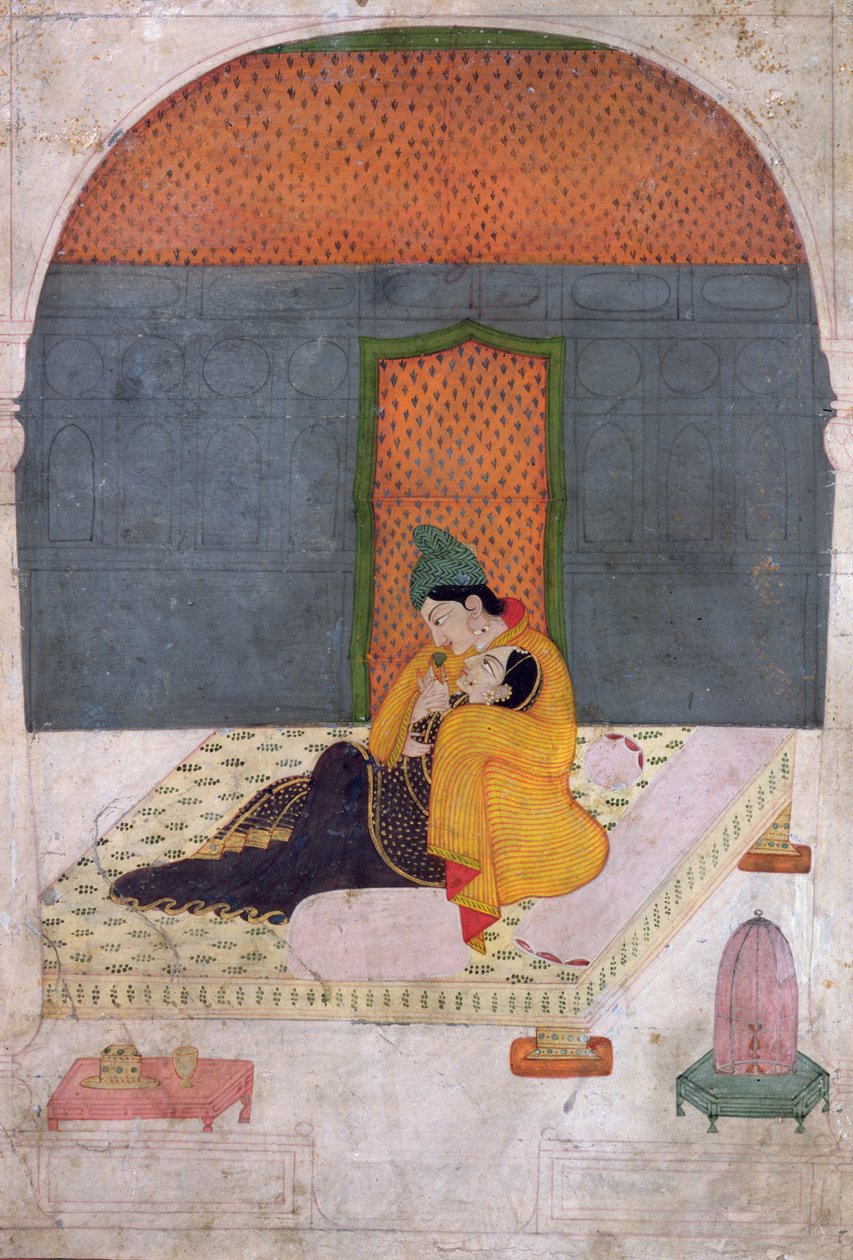 Szerelmesek egy teraszon, Garhwal, 1780-1800 körül alkotó: Indian School