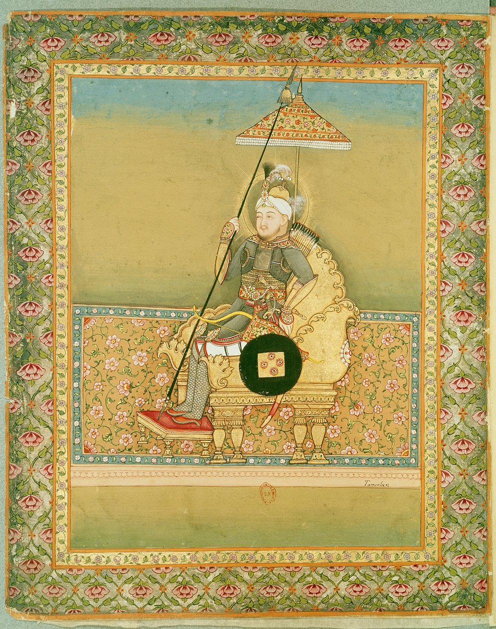 Tamerlane (1336-1404) a mogul császárok portréiból, 1774 alkotó: Indian School