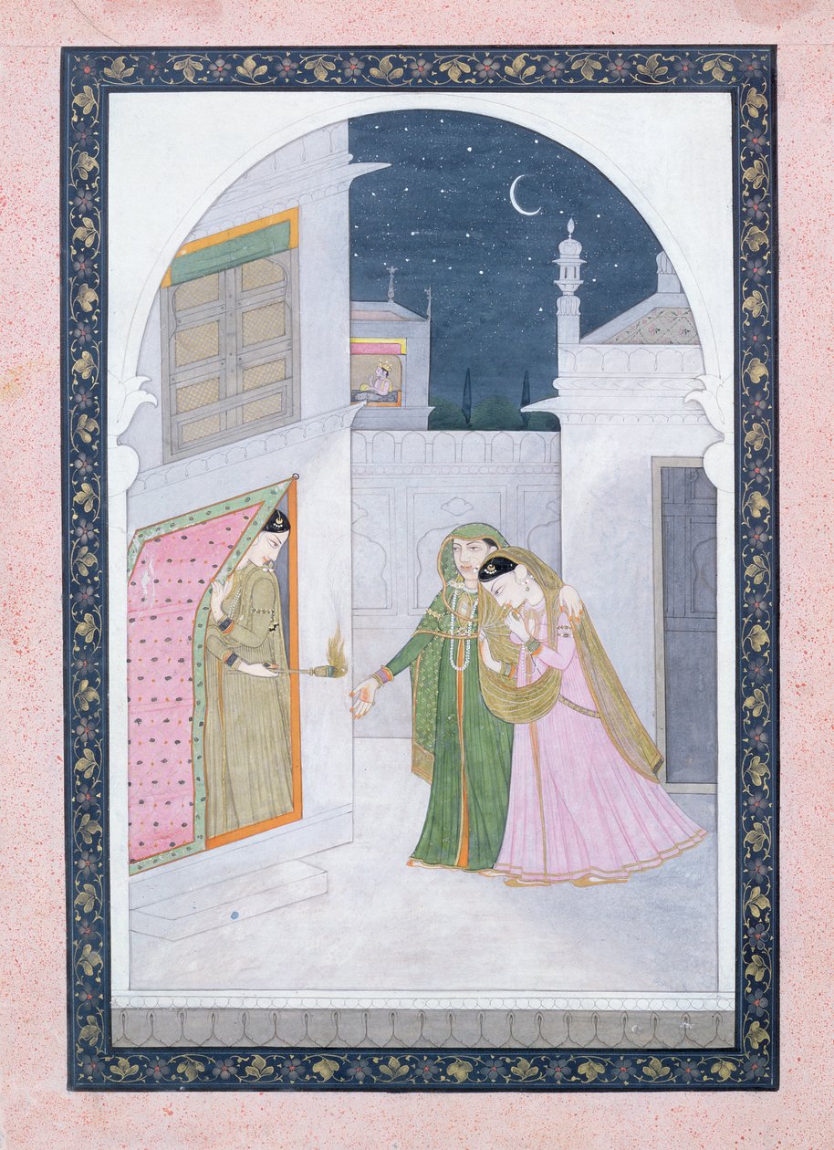 A félénk menyasszony, Kangra, 1820 körül alkotó: Indian School