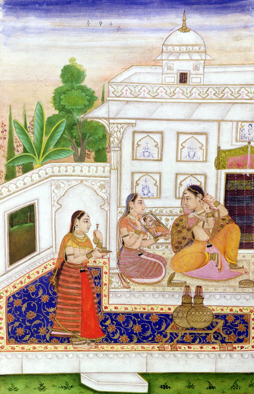 Vilaval Ragini: Nő a WC-ben, Ragamalából, Bikanerből, Rajasthan alkotó: Indian School