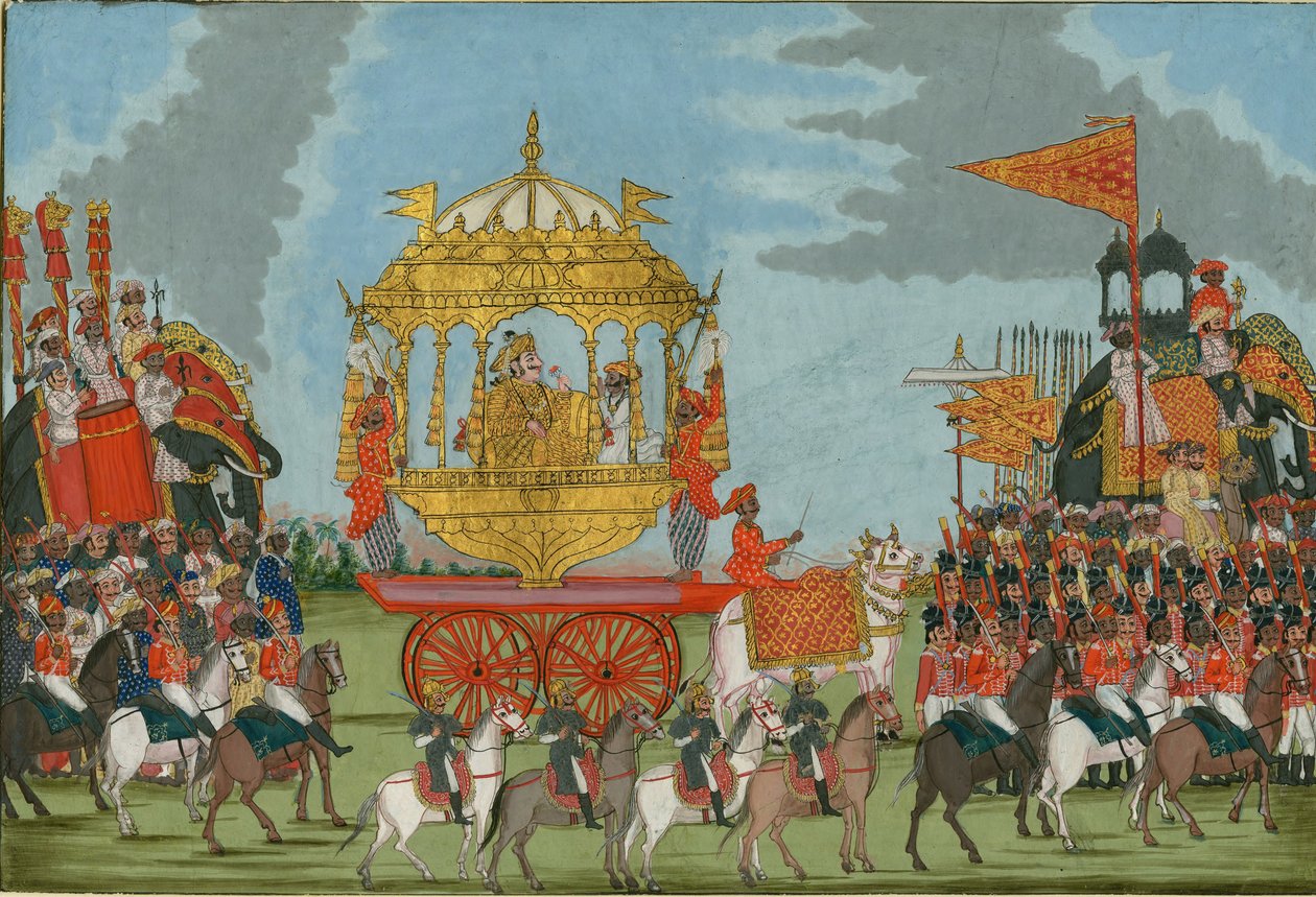 Rajah of Tanjore Elefánton lovagolva egy házassági szertartásra, c. 1780 alkotó: Indian Art