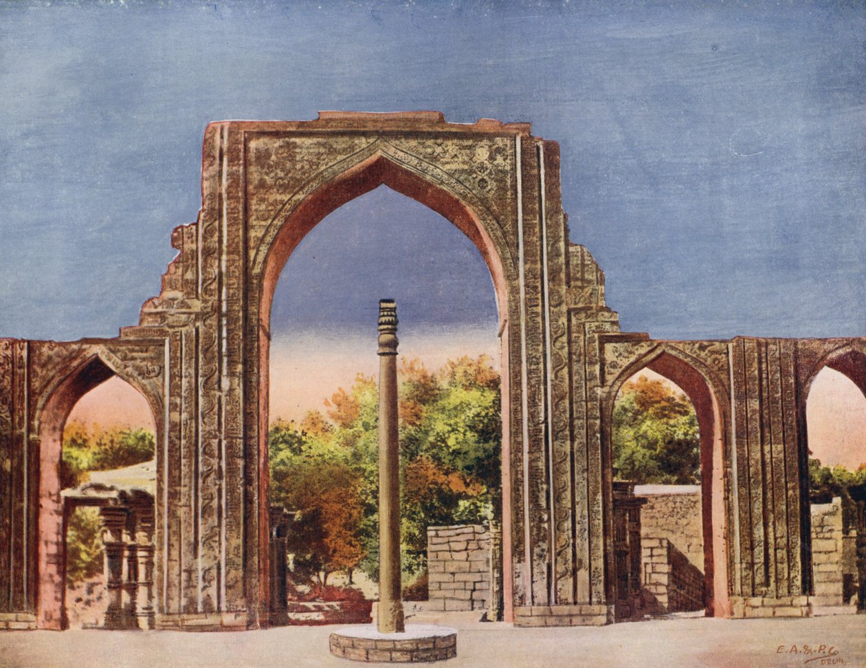 Quwat-ul-Islam Maszdzsid és vasoszlop, Delhi, India (színes fotó) alkotó: Indian photographer