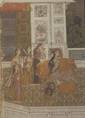 51.226 Zenét élvező hercegnő portréja, Krishnagar, Nyugat-Bengál alkotó: Indian School