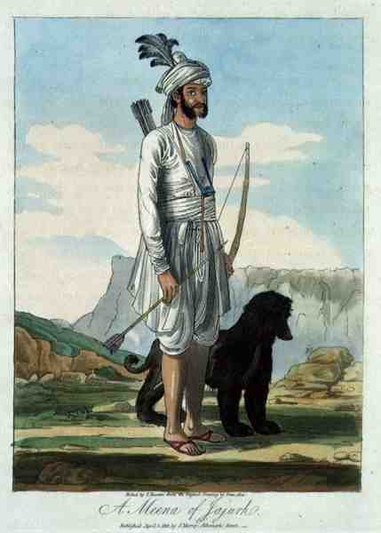 A Meena of Jajurh, T. Baxter metszett Deen Alee rajza után, pub. írta: J. Murray alkotó: Indian School