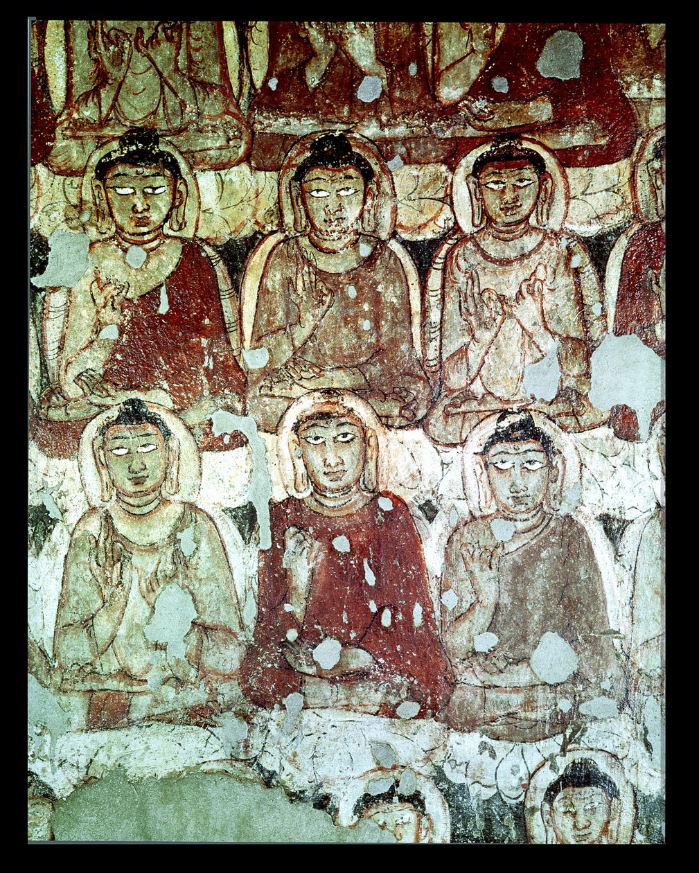 Ülő Buddhák sokasága, részlet, a 2. barlang belsejéből (lásd még: 162633) alkotó: Indian School