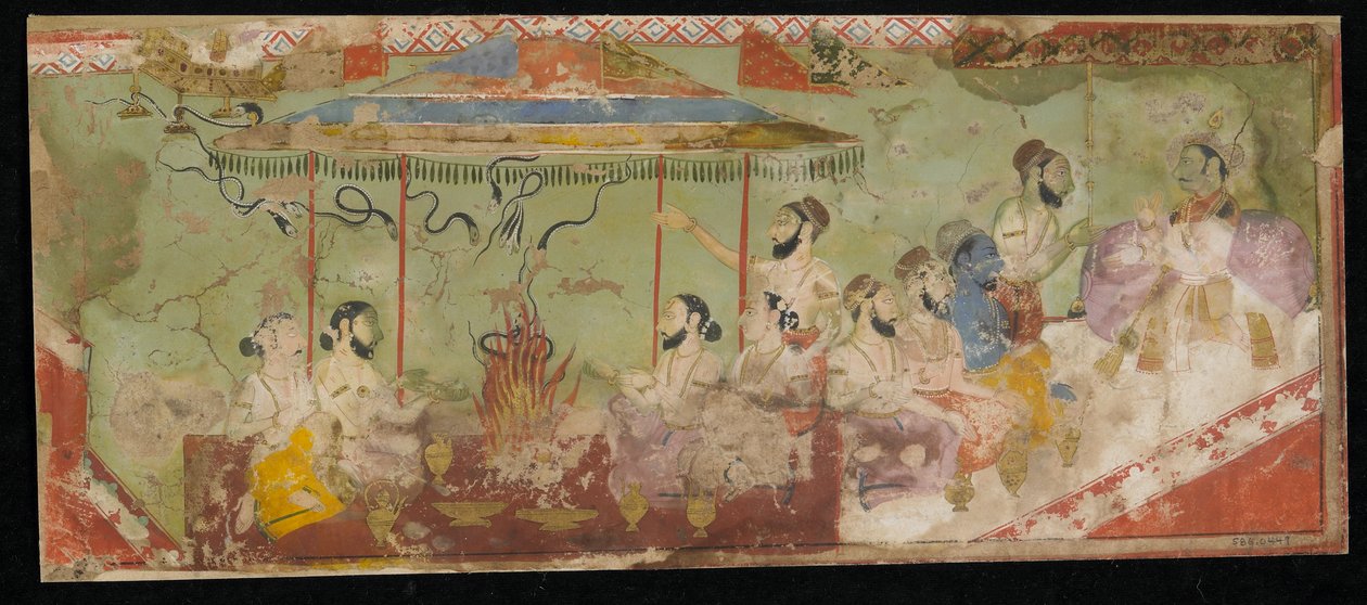 Áldozati szertartás, Albumfólió festménnyel, 1690 körül alkotó: Indian School