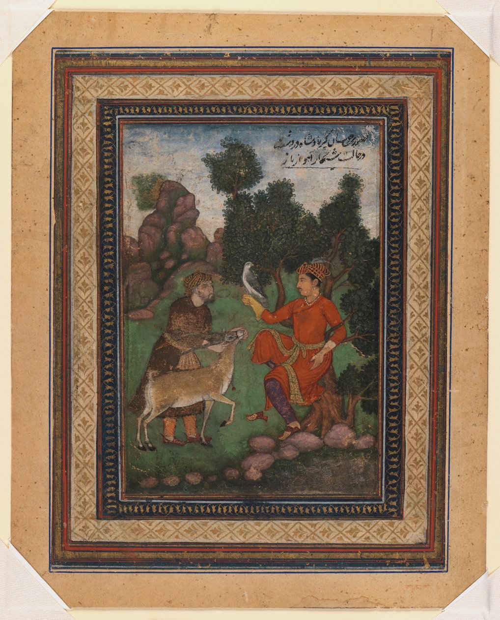 Egy solymász és egy vadőr, 1600 körül (wc papíron) alkotó: Indian School