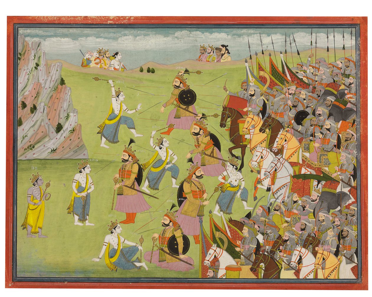 Egy festmény a Mahábháratából: Balabhadra harcol Jarasandhával, Kangrával vagy Garhwallal, 1810-20 alkotó: Indian School