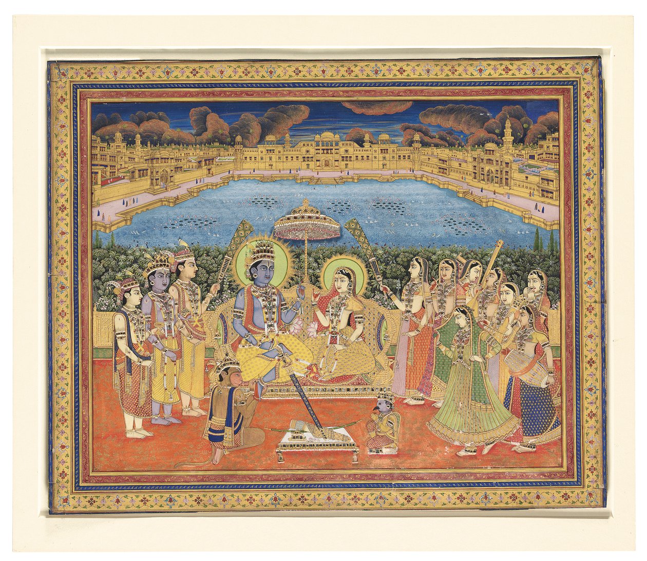 Egy festmény Rámáról és Sitáról, India, Jaipur, 1800 körül alkotó: Indian School
