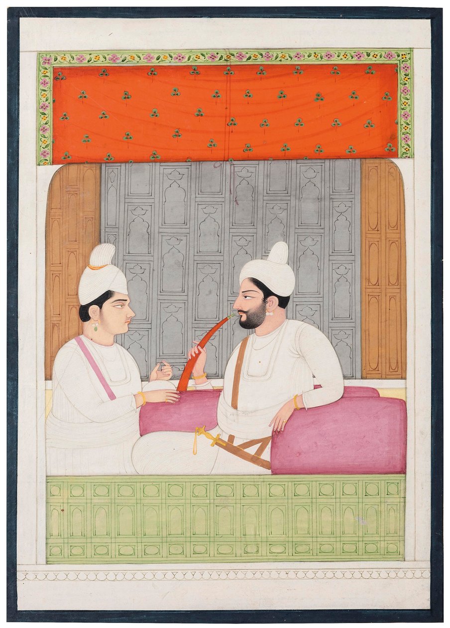 Raja Sansar Chand Kangra és fia Aniruda Chand portréja, Kangra, Punjab Hills, Észak-India alkotó: Indian School