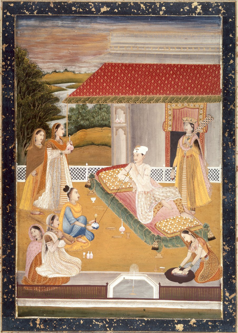 Dohányzó herceg (akvarell papíron) alkotó: Indian School
