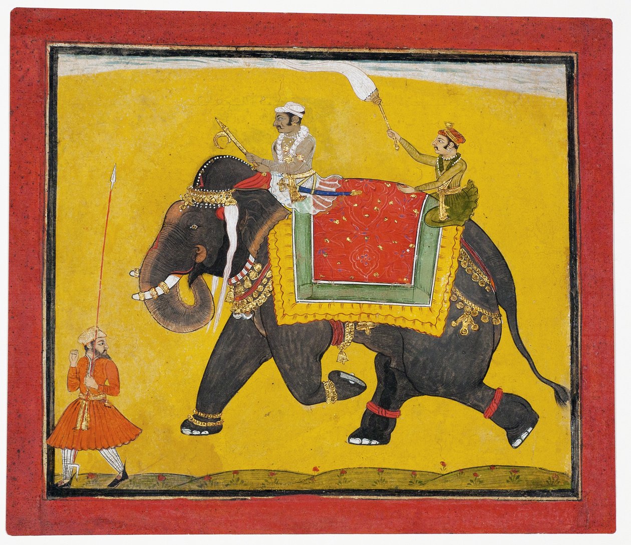 Egy elefánton lovagló radzsa, 1690 körül (papíron átlátszatlan wc) alkotó: Indian School