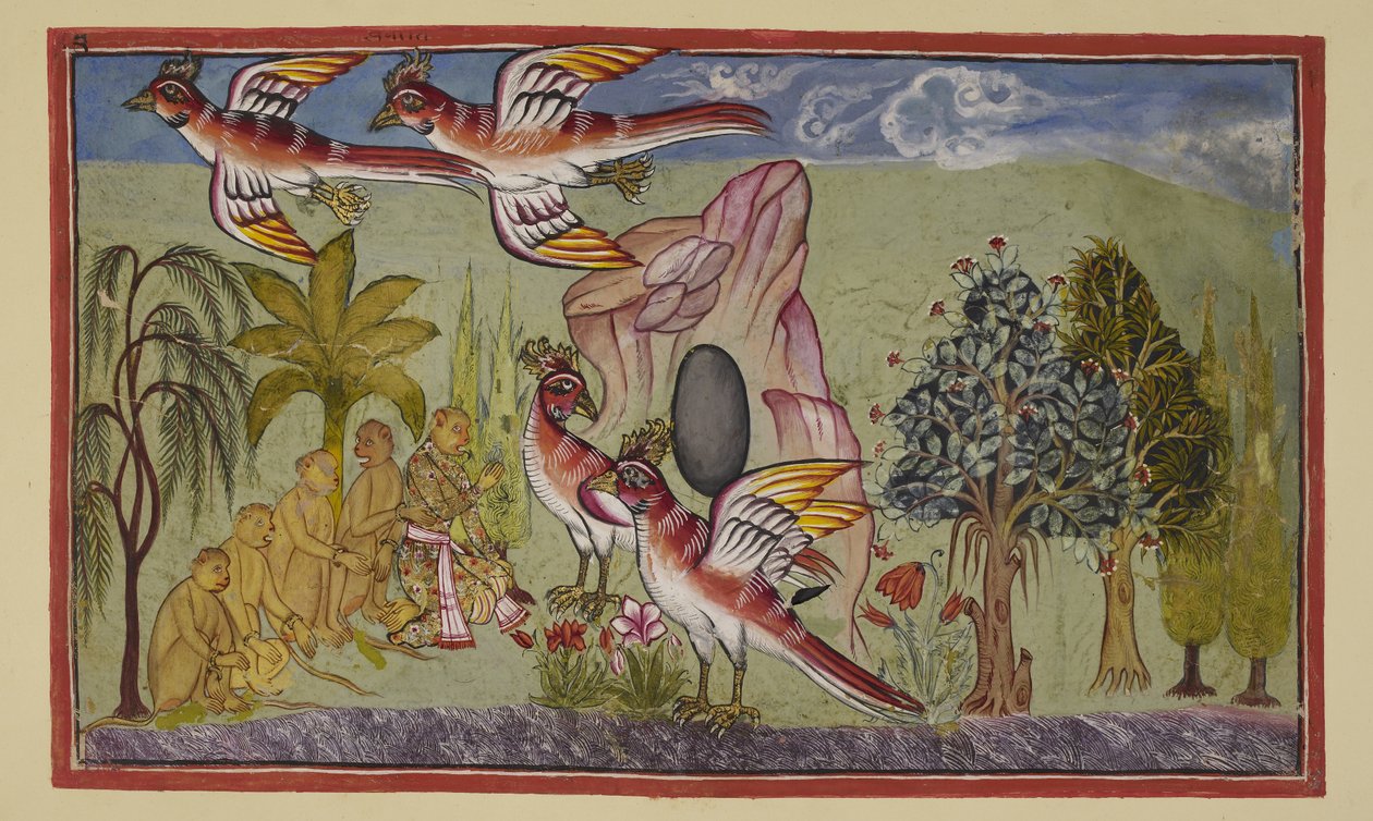 Add hozzá az 15296 (2) f.74r-t, Sampati szárnyai ismét megnőnek, annak a próféciának megfelelően, hogy ezt fogják tenni, amikor szolgálatot tett a világnak azzal, hogy megtudta, hová vitték Sitát, ezáltal lehetővé téve, hogy Ráma visszaszerezze őt. A majmo alkotó: Indian School