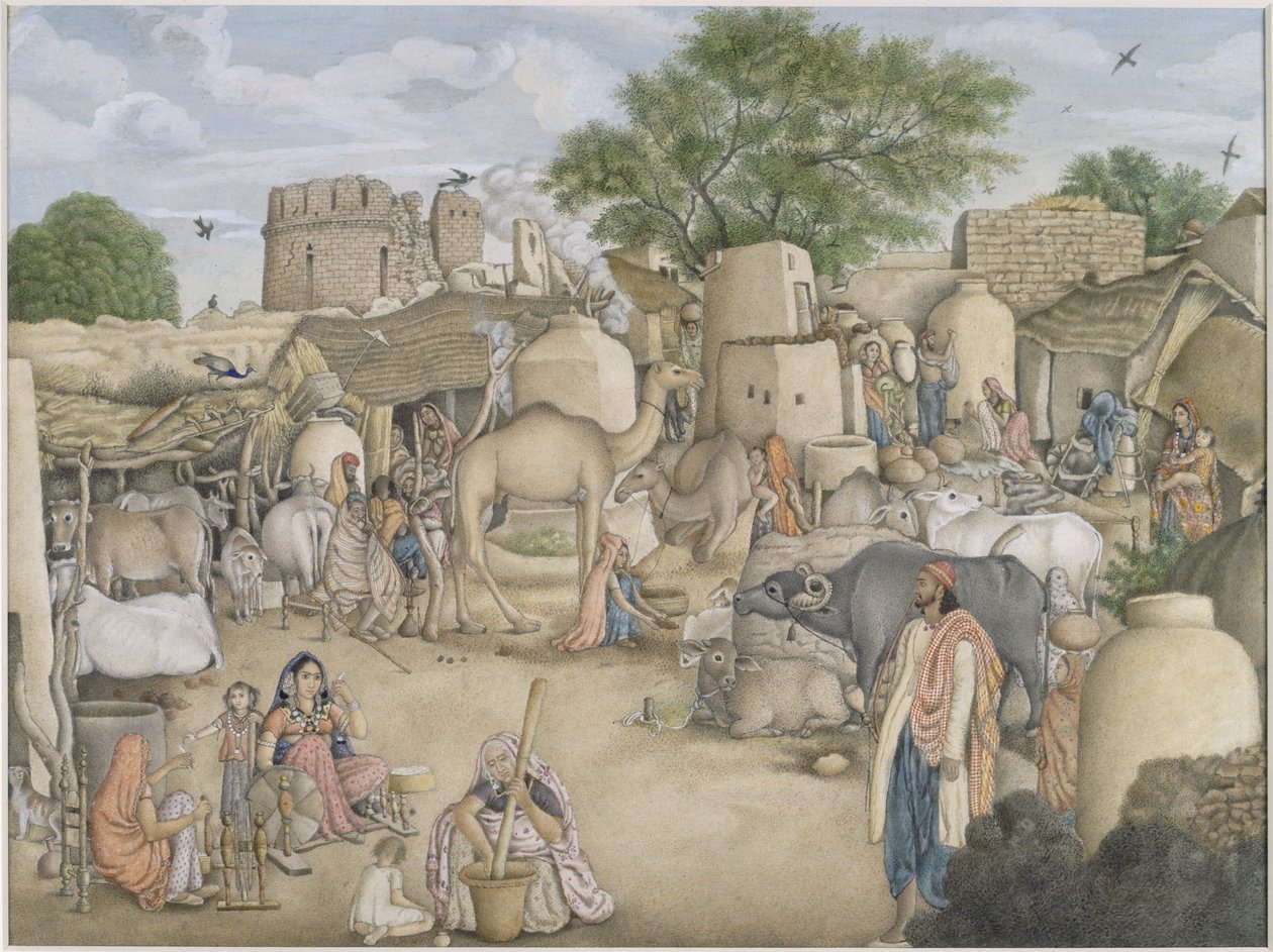 Add hozzá Or.4057 Utcai jelenet Raniya faluban, 1816-20 körül (akvarell és gouache papíron) alkotó: Indian School