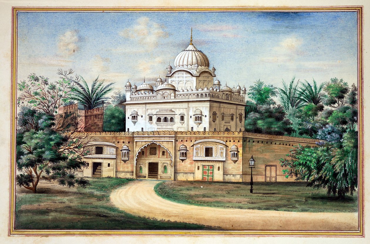 Akali Temple Amritsar, A Pandzsáb királysága, uralkodói és főnökei, II. kötet, 30 akvarell tanulmányból álló kötet egy azonosítatlan indiai művésztől, 1840 körül (wc papíron) alkotó: Indian School